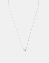 Sterling Silver Halo Stone Pendant Necklace, , large