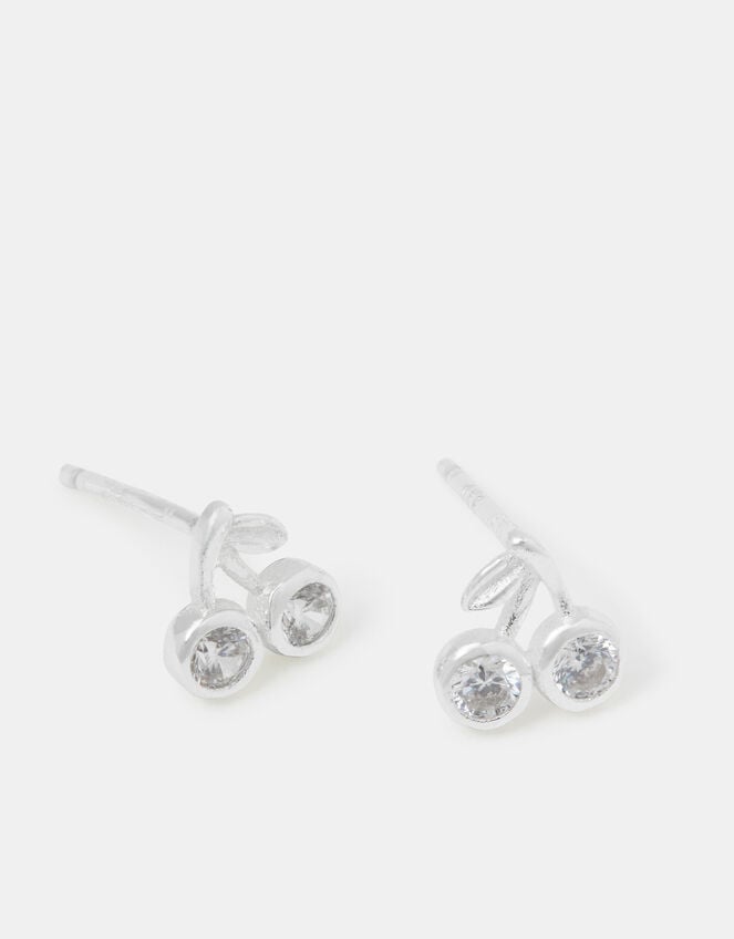 Sterling Silver Diamant&eacute; Cherry Stud Earrings, , large