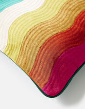 Rainbow Wave Embroidered Rectangle Cushion Cover, , large