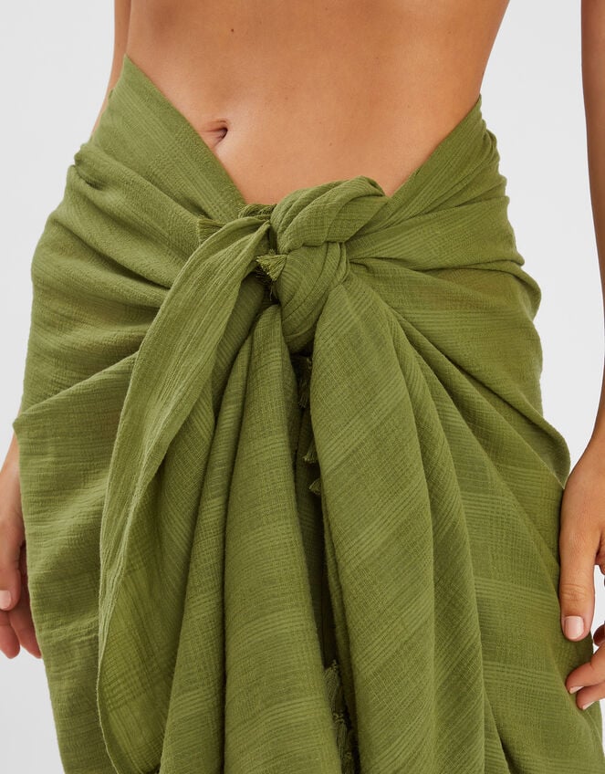 Check Tassel Sarong, , large