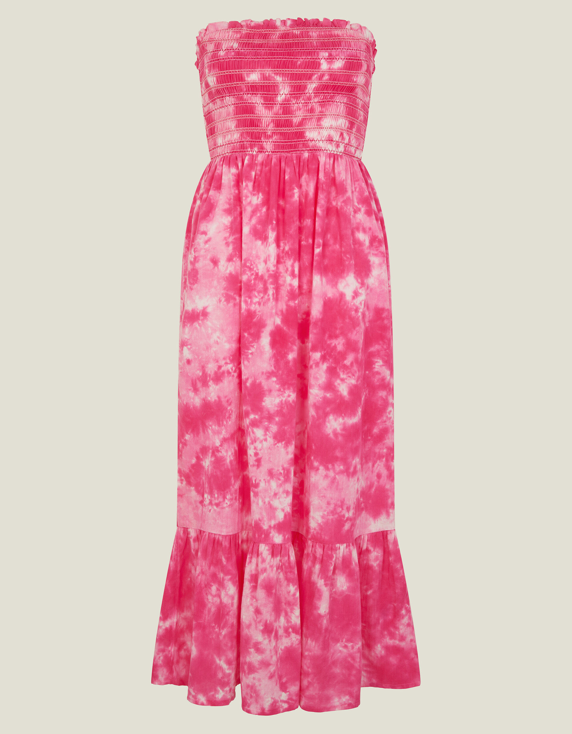 Tie Dye Bandeau Dress Pink