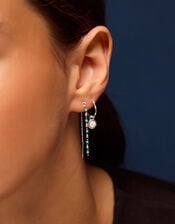 5-Pack Sterling Silver-Plated Blue Stone Stud & Hoop Earrings, , large