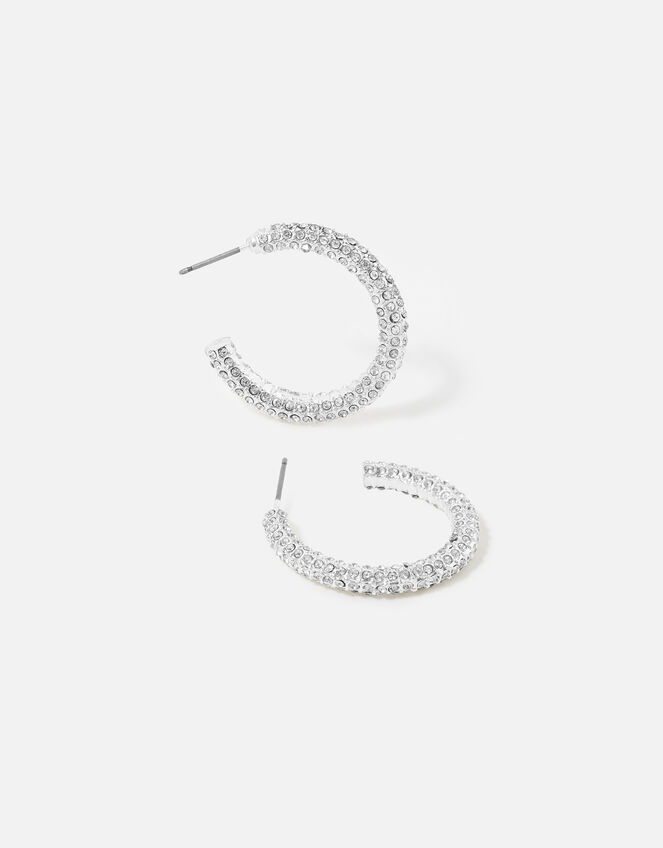 Berry Blush Diamante Pave Hoops , , large
