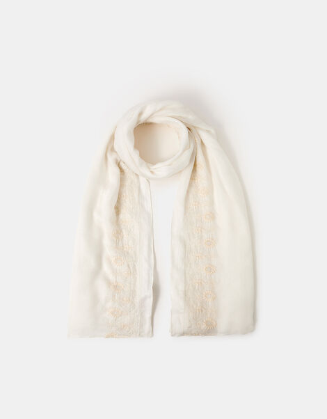 Embroidered Lightweight Scarf, , large