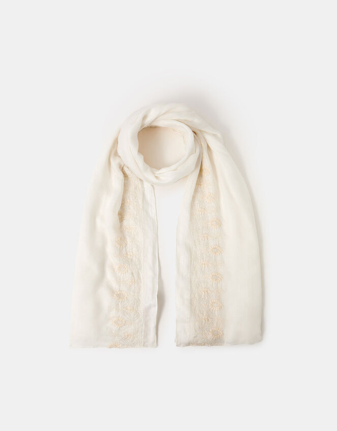 Embroidered Lightweight Scarf, , large