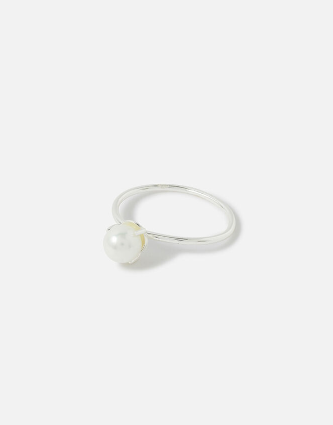 Sterling Silver Pearl Ring, Silver (ST SILVER), large