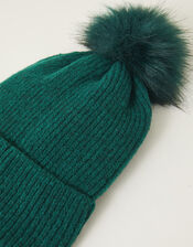 Knit Pom-Pom Beanie , Green (GREEN), large