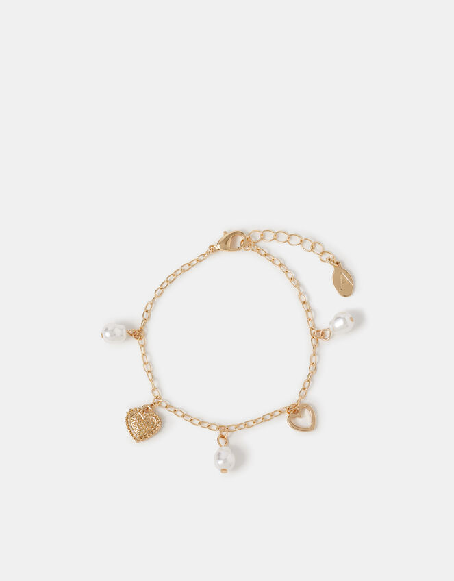 Heart & Pearl Charm Bracelet, , large