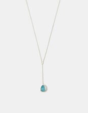 Sterling Silver-Plated Blue Quartz Lariat Necklace, , large