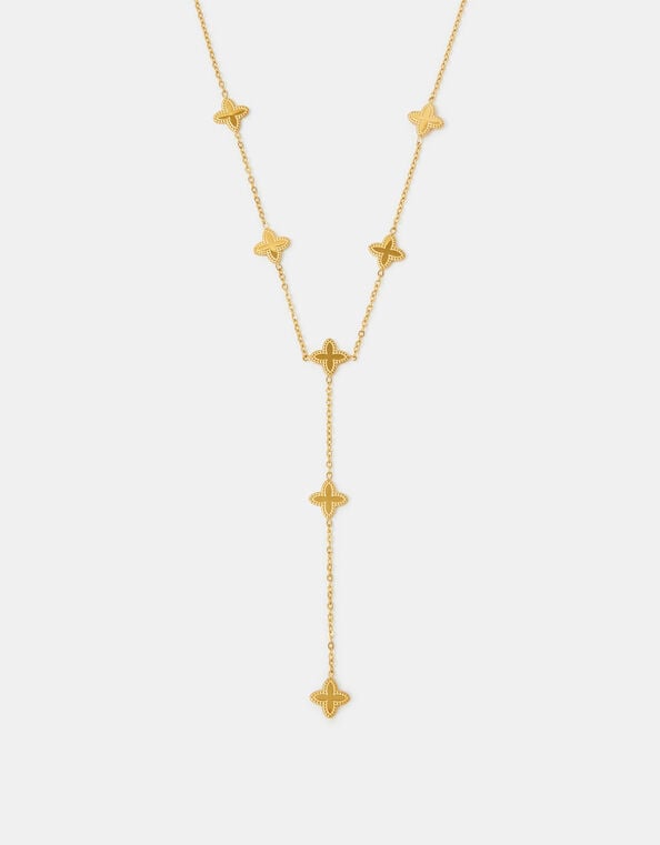 Stainless Steel Clover Lariat Necklace, , large