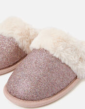 Glitter Fluffy Mule Slippers, Purple (PURPLE), large