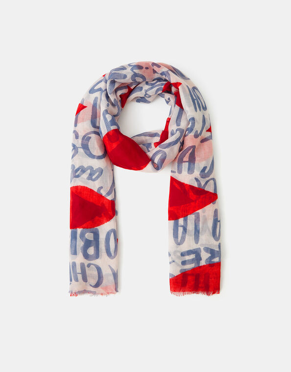 Lightweight Lips Print Scarf, , large