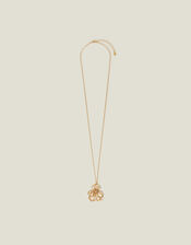 Longline Brushed Flower Pendant Necklace, , large