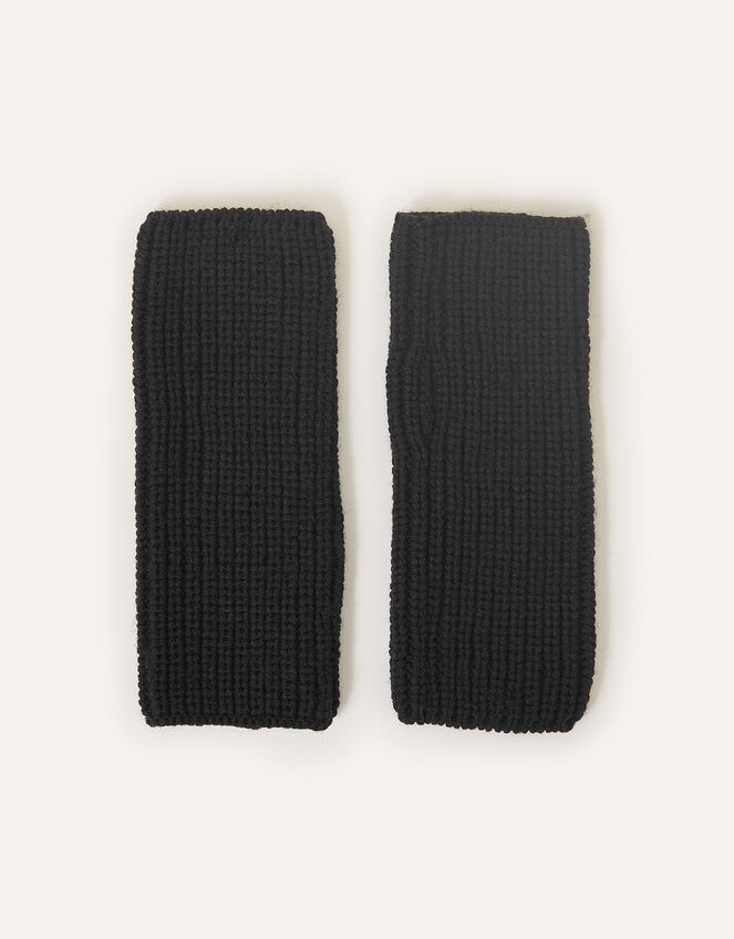 Ribbed Cut Off Gloves, Black (BLACK), large