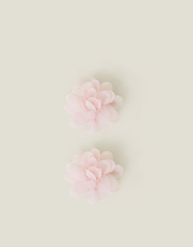 2-Pack Girls Glitter Corsage Hair Clips, Pink (PINK), large