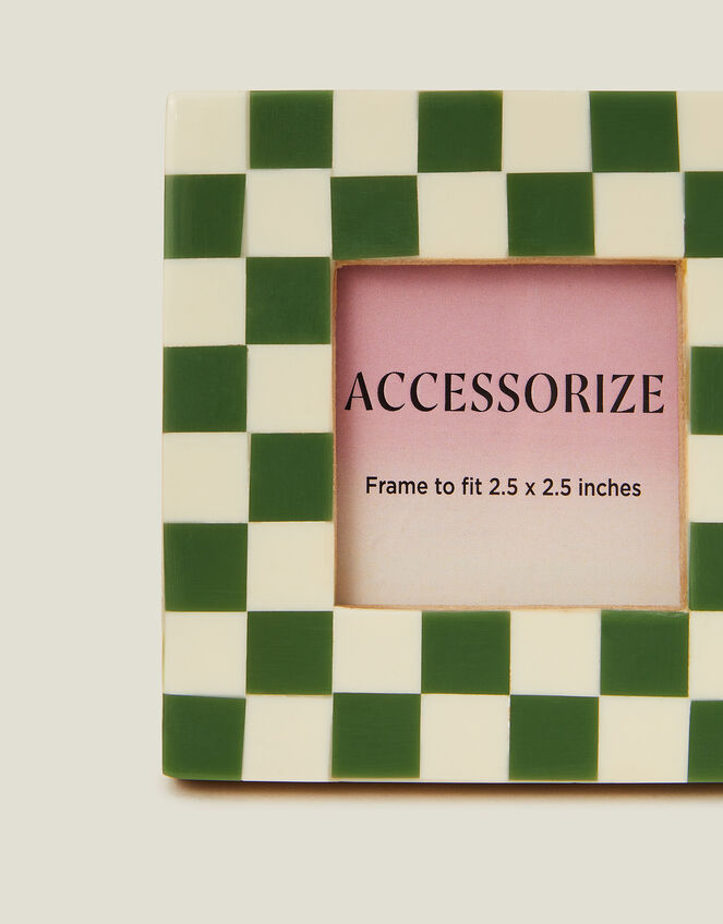 Mini Checkerboard Square Photo Frame 2.5 x 2.5 Green, , large