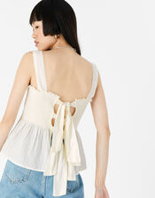 Bow Back Peplum Hem Top, Ivory (IVORY), large