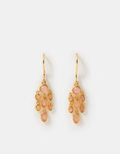14ct Gold-Plated Rose Quartz Drop Earrings, , large