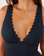 Scallop Shaping Swimsuit, Black (BLACK), large