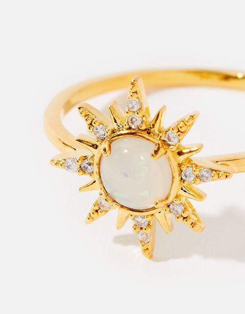 Gold-Plated Opal Starburst Ring, Gold (GOLD), large