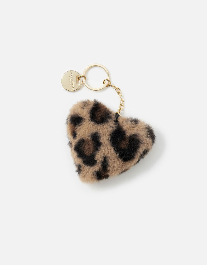 Fluffy Heart Keyring, Leopard (LEOPARD), large