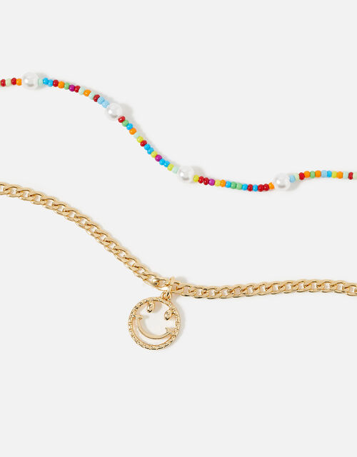 Eye Candy Smiley Bead Multirow Necklace, , large