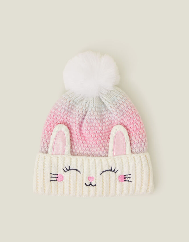 Girls Faux Fur Ombre Bunny Hat, Multi (PASTEL MULTI), large