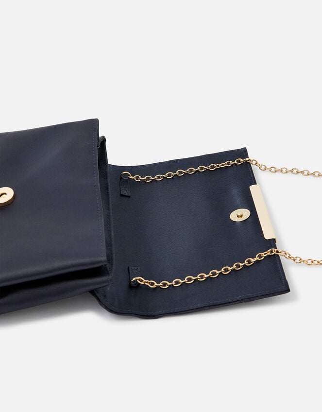 Satin Clutch Bag, Blue (NAVY), large