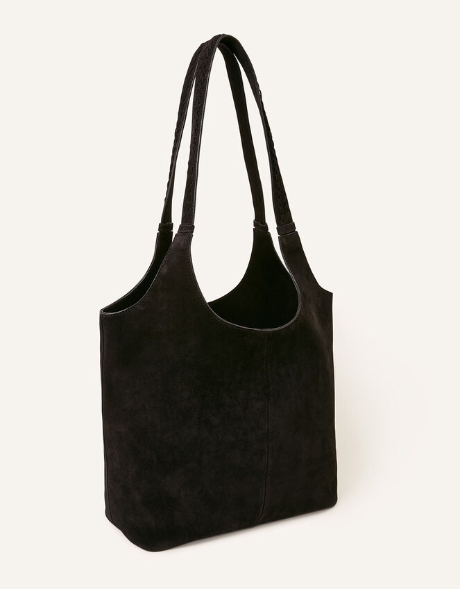 Suede Shoulder Bag, Black (BLACK), large