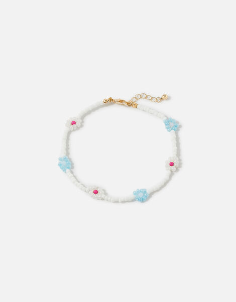Flower and Pearl Beaded Anklet, , large