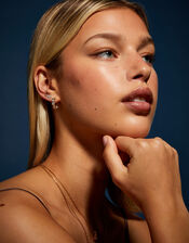 14ct Gold-Plated Circle Diamante Hoop Earrings, , large