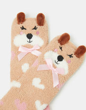 Girls Puppy Bed Socks, Natural (NATURAL), large