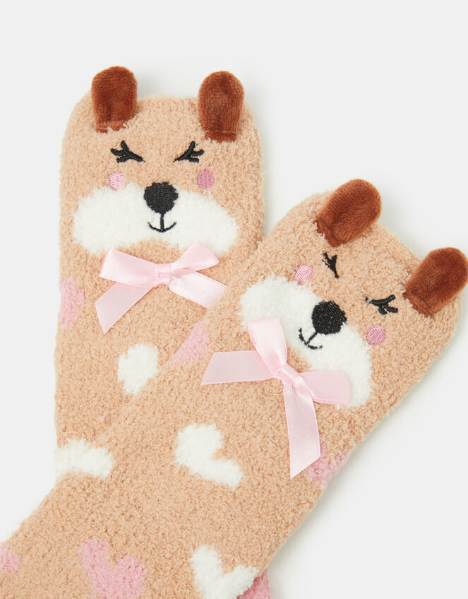 Girls Puppy Bed Socks, Natural (NATURAL), large