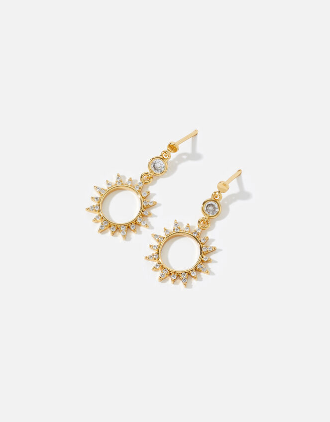Gold-Plated Starburst Drop Earrings, , large