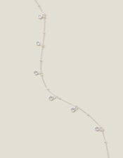 Sterling Silver Crystal Station Necklace, , large