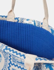 Stamp Print Quilted Shopper Bag, , large