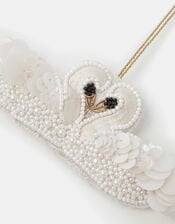 Beaded Double Swan Christmas Tree Decoration, , large