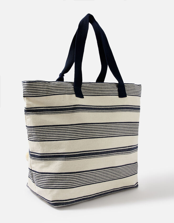 Nautical Stripe Woven Tote Bag, , large