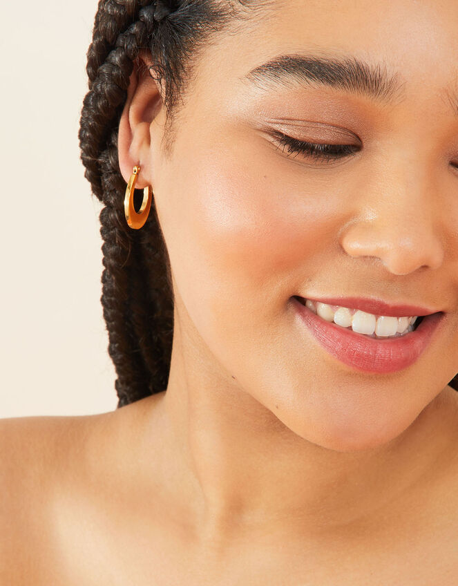 Stainless Steel Oval Chunky Hoop Earrings, , large