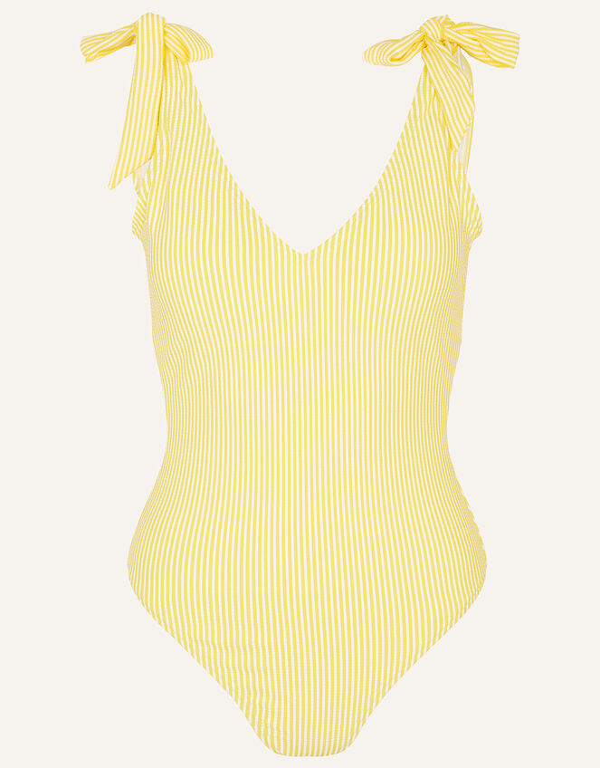 Seersucker Tie Swimsuit, Yellow (YELLOW), large