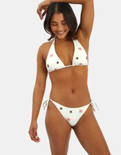 Sun Embroidered Tie Bikini Bottoms, Ivory (IVORY), large
