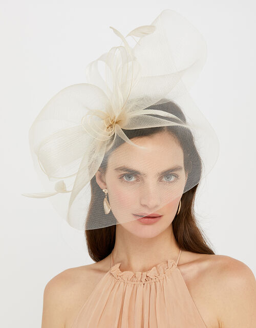 Rhea Oversized Bow Fascinator Headband Natural The Party Edit