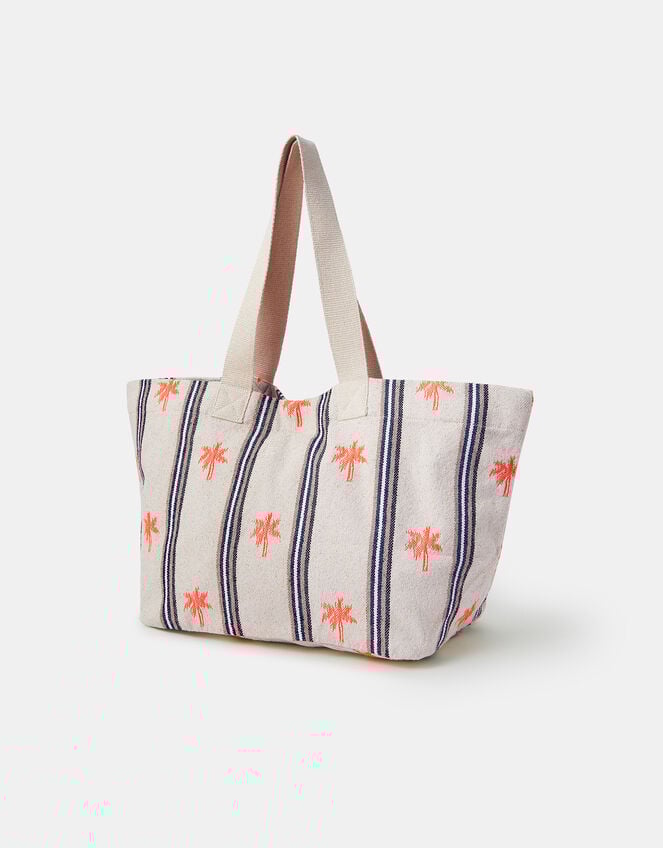 Palm Stripe Tote Bag, , large