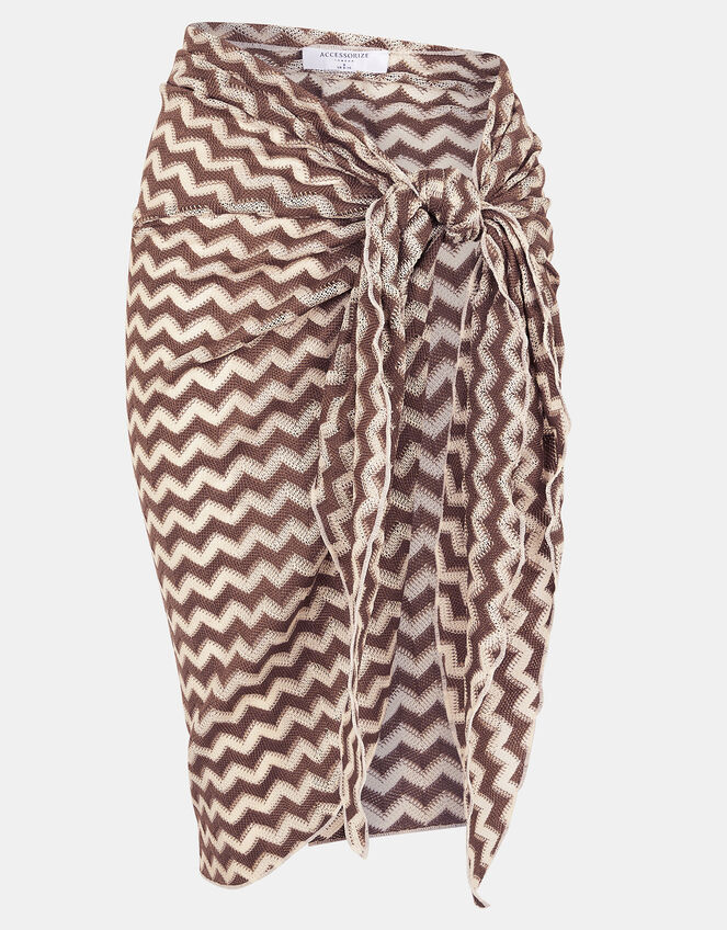 Zigzag Knit Sarong, Natural (NATURAL), large