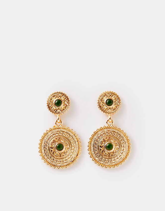 Double Disc Drop Earrings, , large