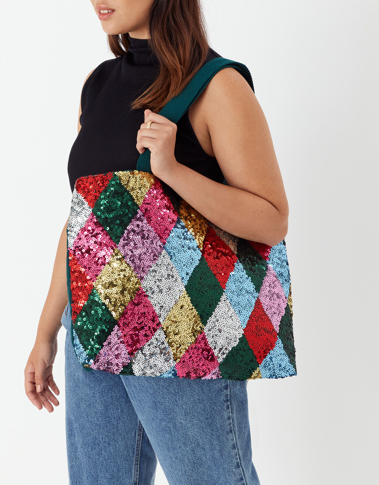 Harlequin Sequin Shopper Bag