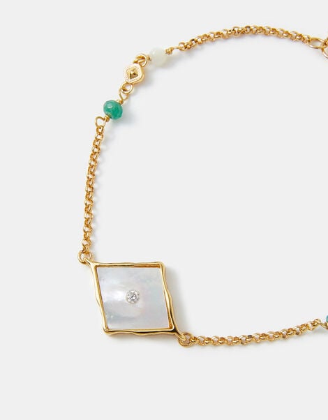14ct Gold-Plated Mother Of Pearl Chain Bracelet, , large