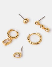 5-Pack 14ct Gold-Plated Hoop & Stud Earrings, , large