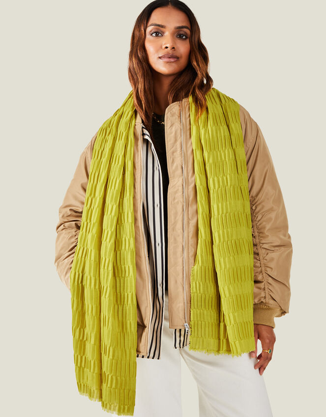 Textured Pleat Scarf, Yellow (YELLOW), large