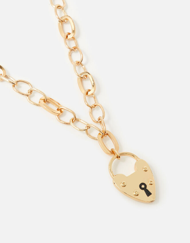 Berry Blush Heart Padlock Chain Necklace, , large